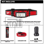 LINTERNA MINERO RECARGABLE 600 LUMENES 2163-21 MILWAUKEE