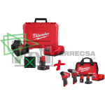 NIVEL LASER VERDE 3 LINEAS M12 4A 3632-21+3497-22 MILWAUKEE*